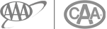 The image contains two logos: the AAA logo (left) and the CAA logo (right), both encased in circles with similar designs.